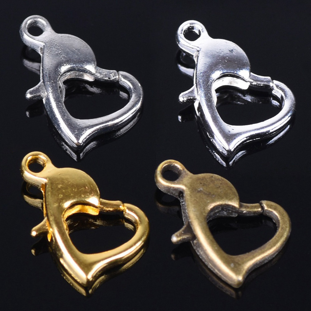 Lobster Clasp Silver - 30pcs 12x8mm Gold/Silver/Bronze Color Metal Heart