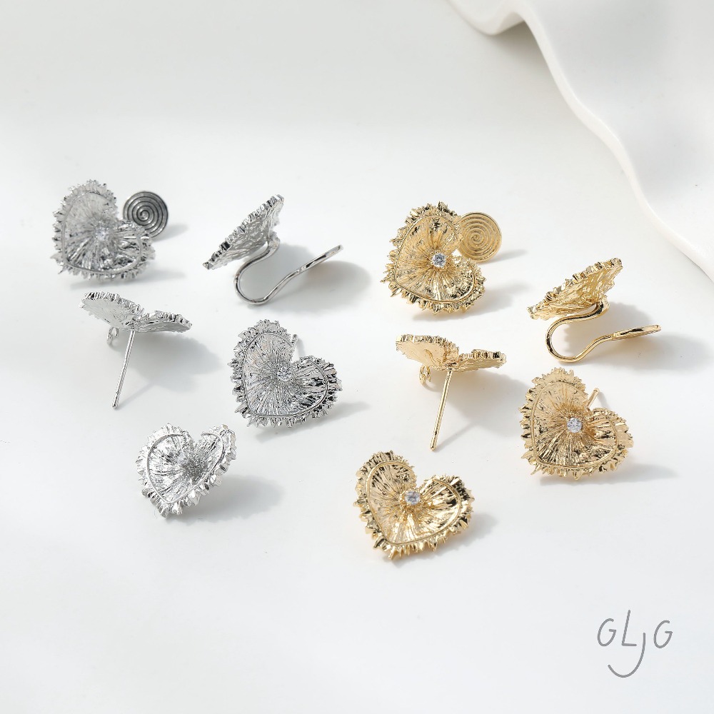 Jewelry Making Charms - 4PCS Heart Charms Stud Earrings Ear
