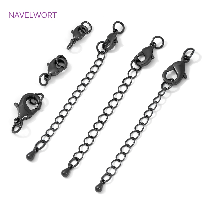 Jewelry Making Metal Supplies - Black Color Brass Lobster Clasp&Extender Chain,Clasp