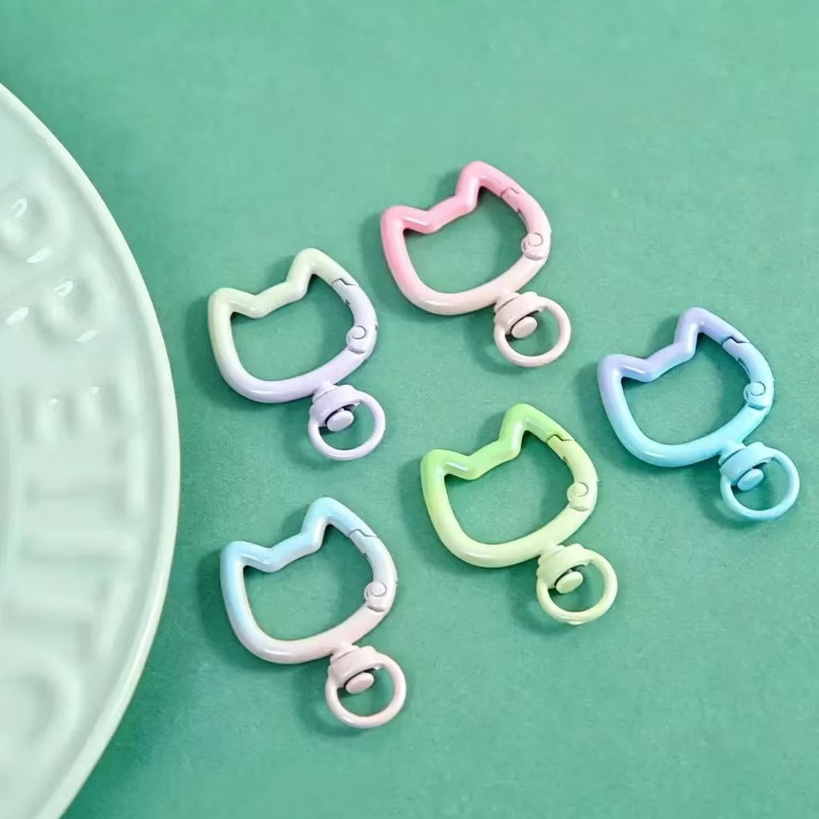 Jewelry Making Metal Supplies - 5-10PCS Gradient Cute Cat Clasp Openable