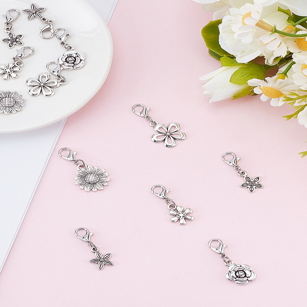 12Pcs 6Style Alloy Pendant Dec - Lobster Clasp Silver recension och pris