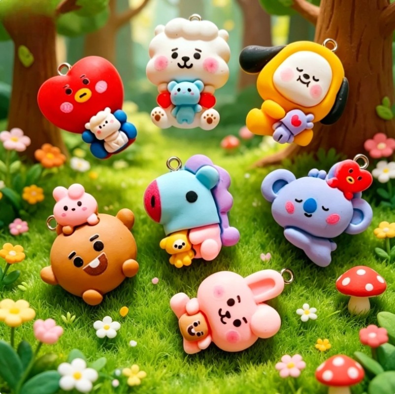 7pcs BT21 Resin Cartoon Charm  - Jewelry Making Charms recension och pris