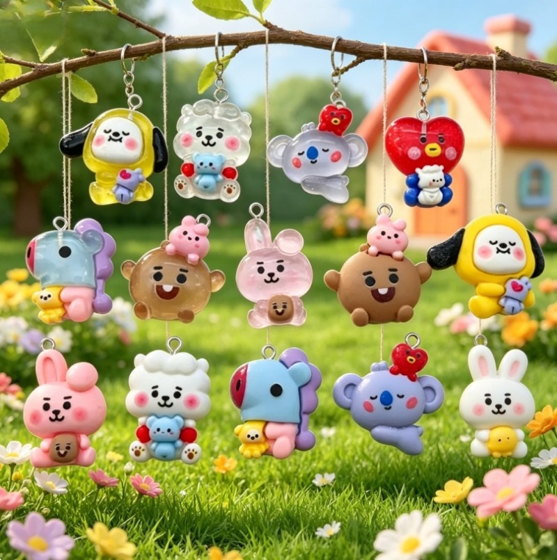 7pcs BT21 Resin Cartoon Charm  - Jewelry Making Charms recension och pris