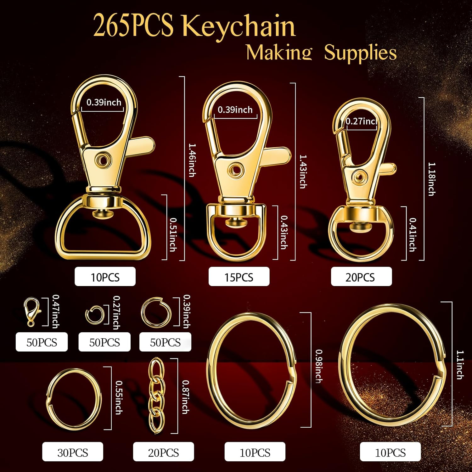 265PCS Metal Keychain Kit Lobs - Lobster Clasp Silver recension och pris