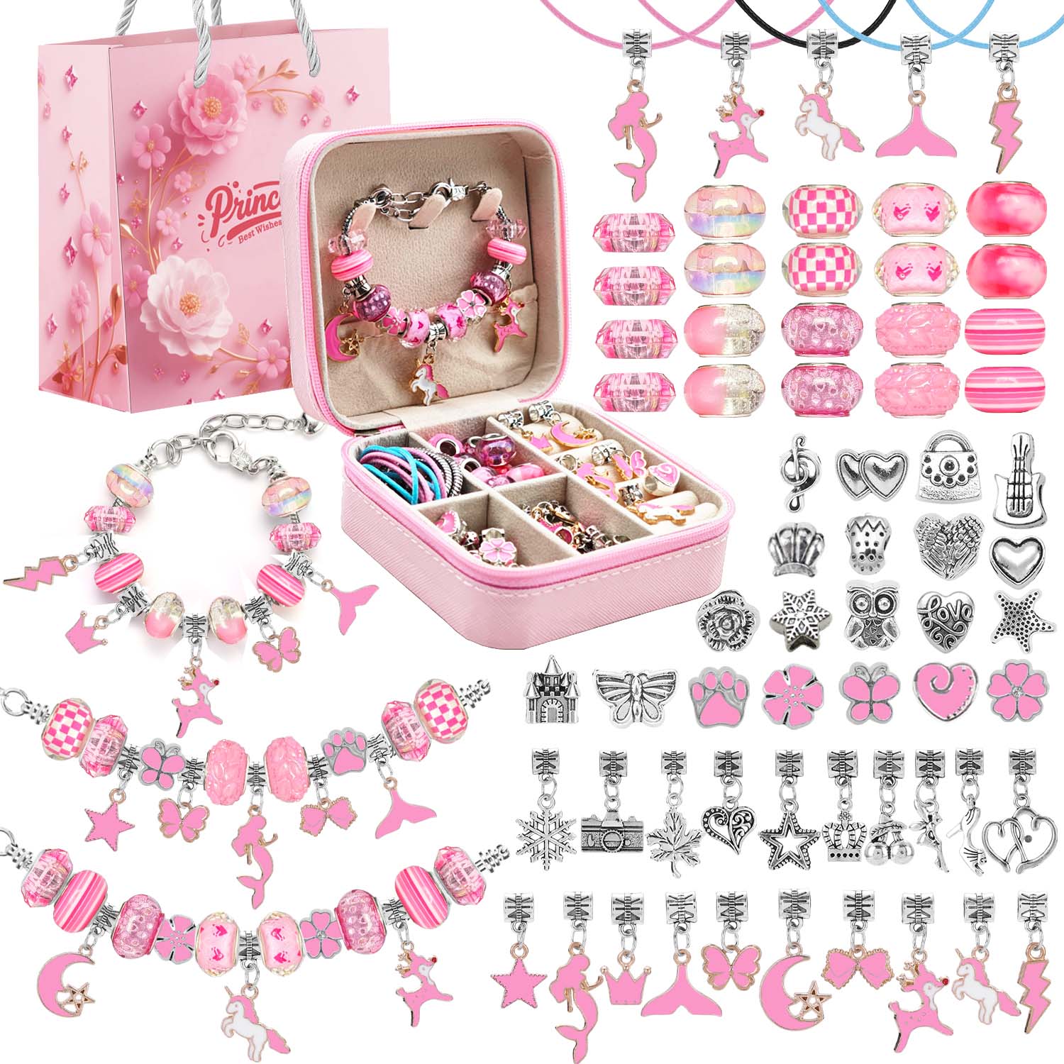 68pcs Pink Beaded Jewelry Set, - Jewelry Making Charms recension och pris
